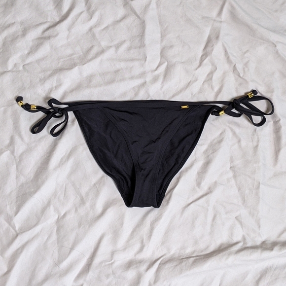 Gold Bead Detail Bikini Bottom Black - Picture 1 of 2